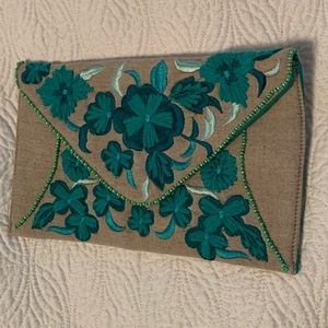 Embroidered Floral Clutch